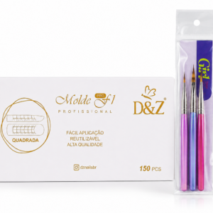 Kit Molde F1 Quadrada D&Z e 3 Pinceis Girl Fatale