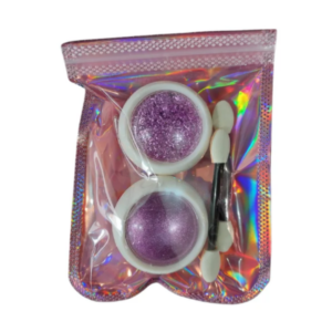 Kit Glitter Efeito Cromado e Folha de Ouro – Lilás