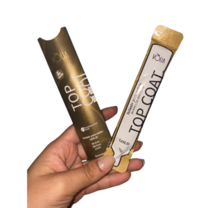 Top Coat Gliter Dourado Sachê Volia 12g Embalagem Economica