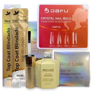 Kit Top Coat Blindado Gel para Molde F1 com Moldes Variados