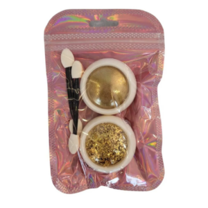 Kit Glitter Efeito Cromado e Folha de Ouro – Dourado