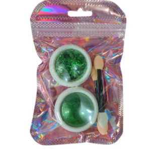 Kit Glitter Efeito Cromado e Folha de Ouro – Verde