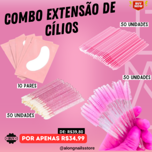 Combo Extensão de Cílios Pad Escovinha Bastão e Microbrush