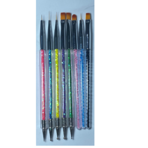 Kit Pincel Fino Reto e Lingua de gato Com Boleador 8 Unidades