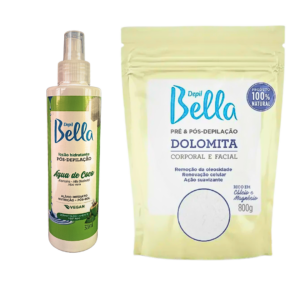 Kit Depil Bella Pré e Pós Depilação Loção Hidratante Coco e Dolomita
