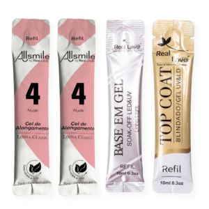 Kit Sachês Base em Gel Top Coat E 2 Géis Nude 4 Real Love