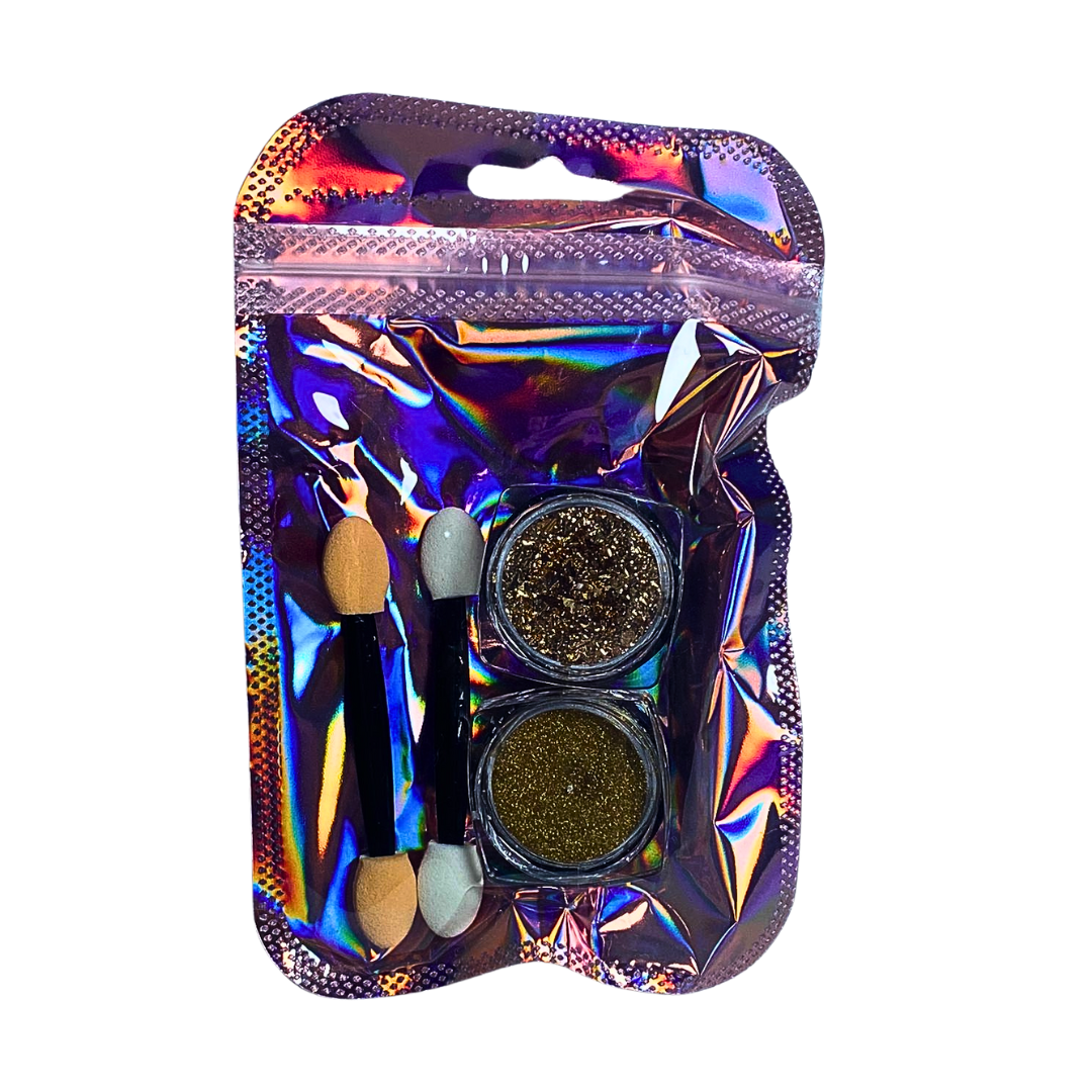 Glitter Flake e Refletivo Com Pincel ZipLock