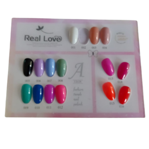 Kit Esmalte Gel 16 Cores Real Love Tabela A com Mostruário