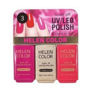 Kit Esmalte Helen Color 3 Cores – Rosa 1, Rosa 2 e Dourado Champagne