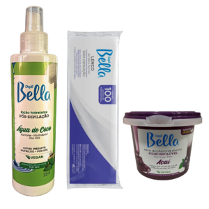 Kit Depil Bella Cera Hidrossoluvel Açaí 300g Loção e Lenço