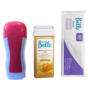 Kit Depiltório Roll On Com Aquecedor e Lenço 50Un Depilbella