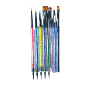 Kit Pincel Fino Reto e Lingua de gato Com Boleador 8 Unidades