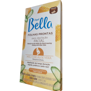 Folhas Prontas Facial Mel e Aloe Vera Depil Bella 16 Folhas