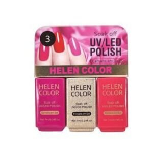 Kit Esmalte Helen Color 3 Cores – Rosa 1, Rosa 2 e Dourado Champagne