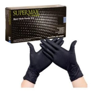 Luva Nitrílica Supermax Preta M-Cx com 100