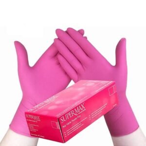 Luva Nitrílica Supermax Rosa P-Cx com 100
