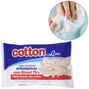 Toalha Umedecida Antisséptica com Álcool 70% – 48 Unidades