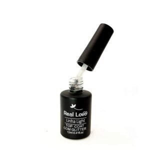 Top Coat com Glitter Prata Real Love 12ml